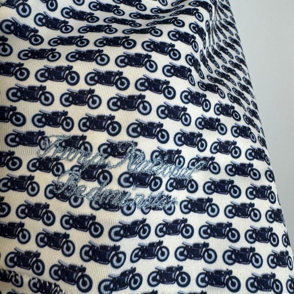 Peter Millar Polo Shirt Blue Motorcycle Print Summer Comfort Golf Performance M - Picture 5 of 10